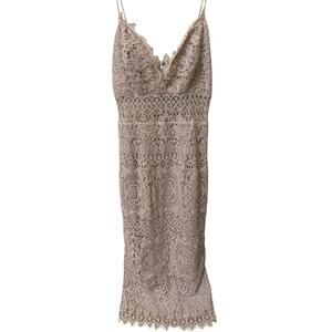 asos Beige Lace Midi Dress Women's Size 6 Indie Victorian Fairy Boho Cottagecore